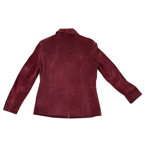 Vintage Bernardo Women’s M Red Burgundy Suede Leather Full Zip Lined Jacket Coat - Picture 5 of 14